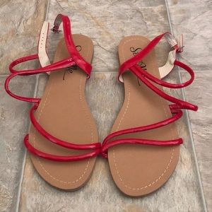Red straps sandals